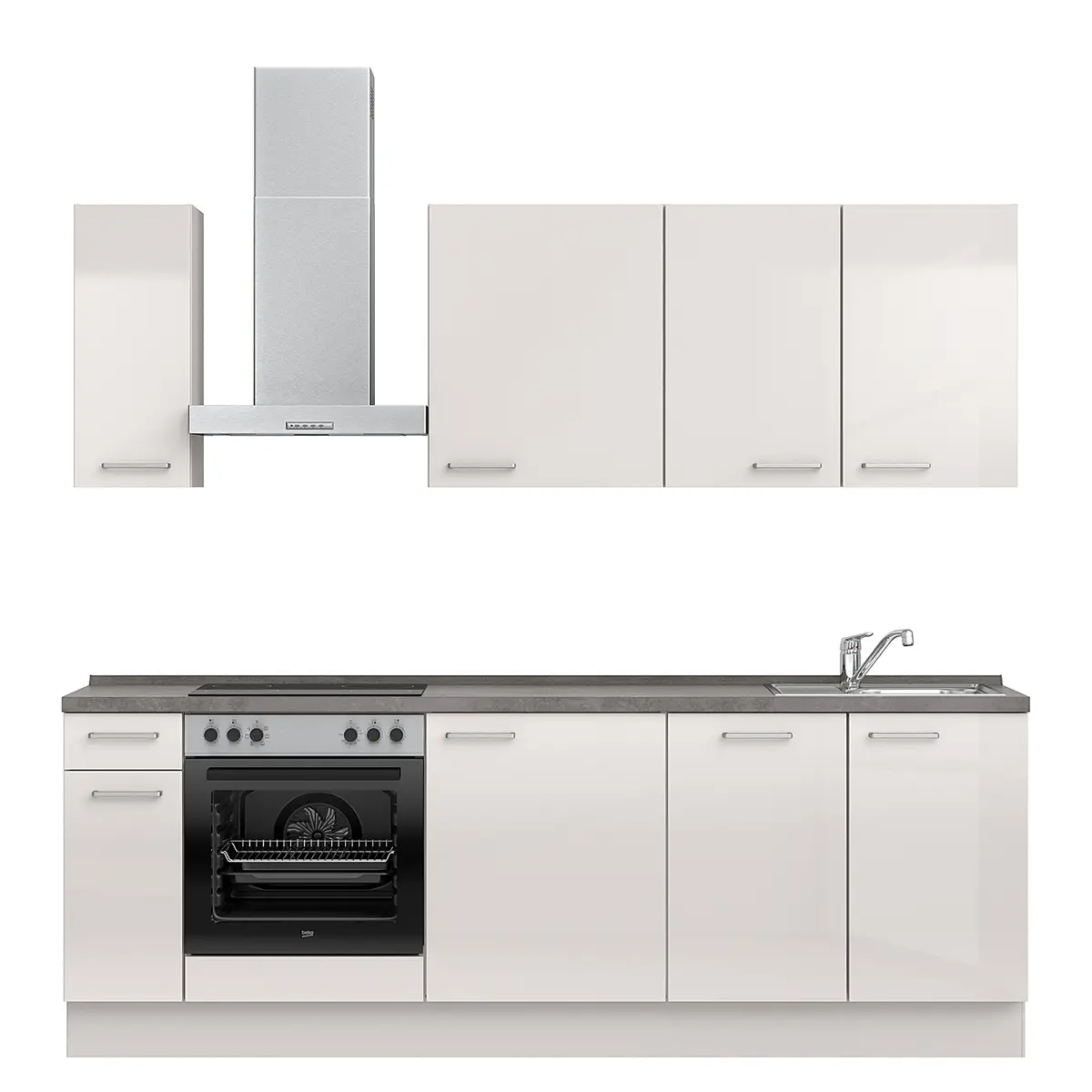 Küchenzeile Low-Line Flash Kombi C 240cm | Grau