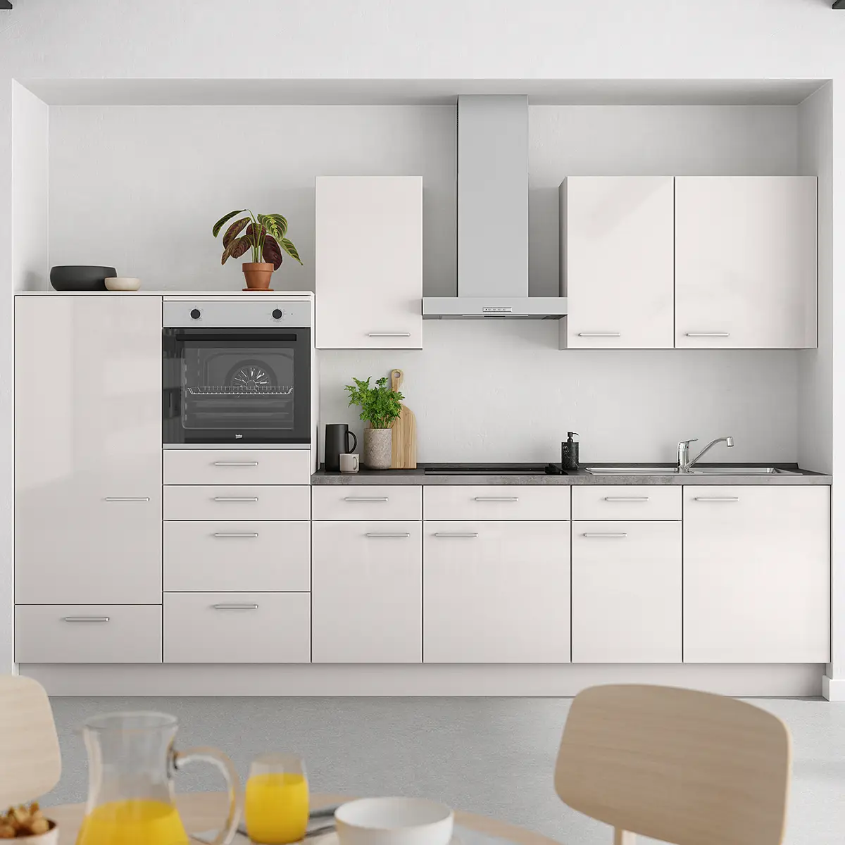 Küchenzeile Low-Line Flash Kombi D 330cm | Grau