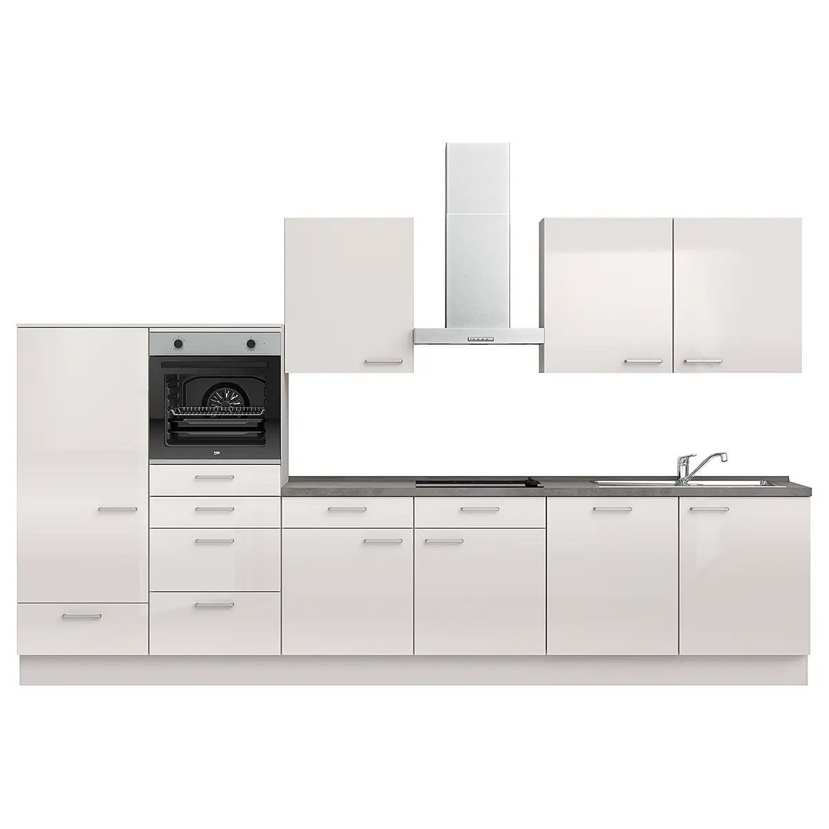 Küchenzeile Low-Line Flash Kombi D 360cm Ausrichtung links | Grau