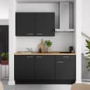 Küchenzeile Low-Line Touch Variante A 180cm | Schwarz