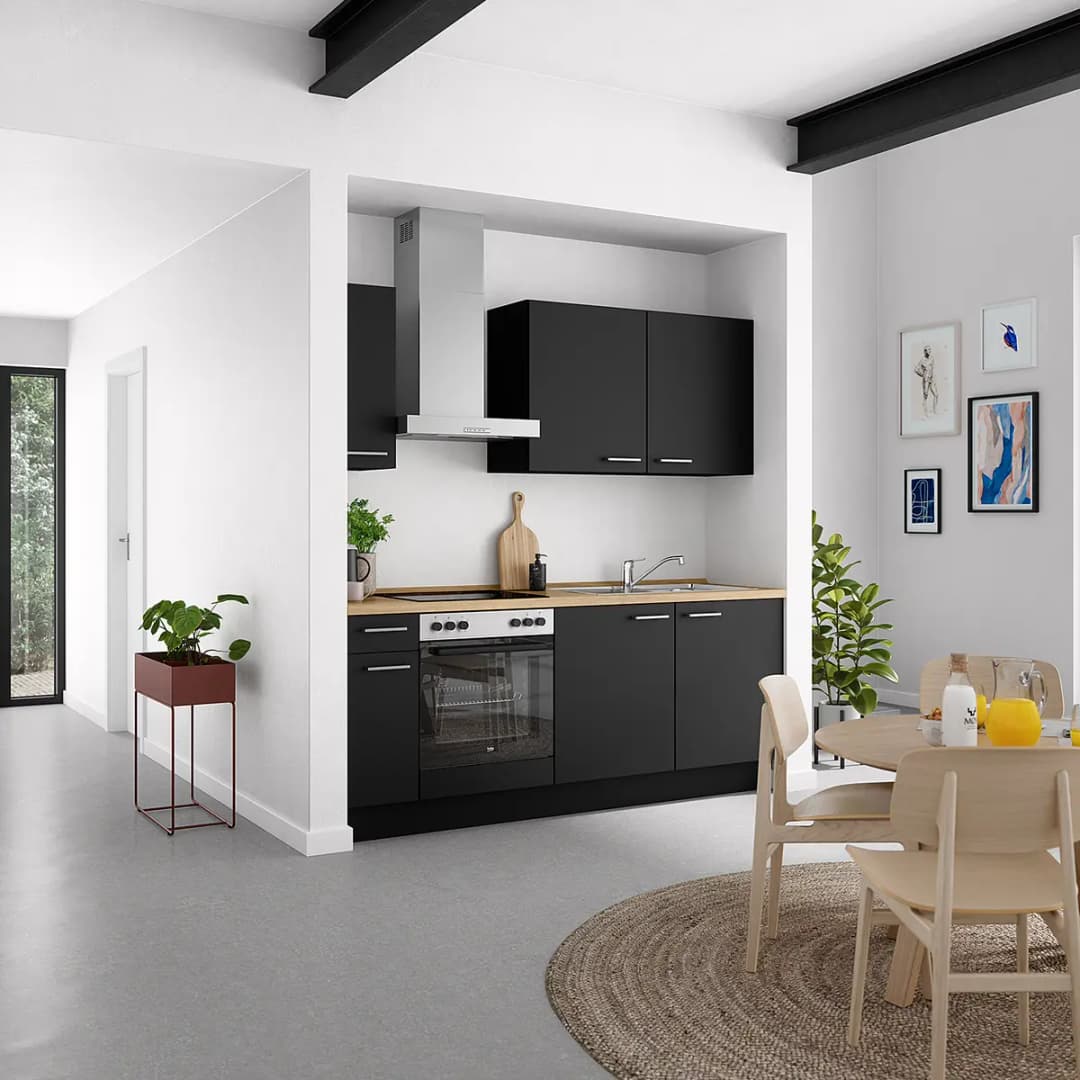 Küchenzeile Low-Line Touch Variante B | Schwarz