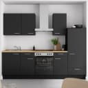 Küchenzeile Low-Line Touch Variante B 270cm | Schwarz