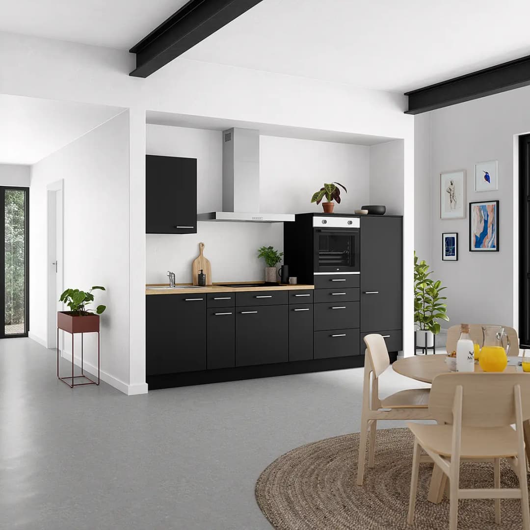 Küchenzeile Low-Line Touch Variante D | Schwarz