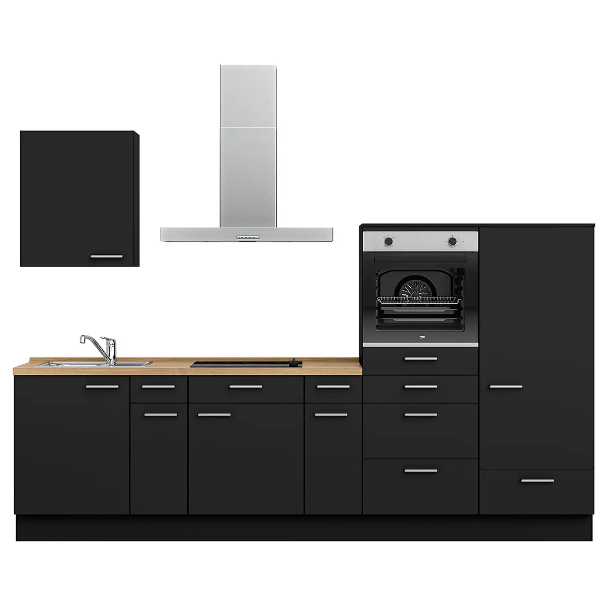 Küchenzeile Low-Line Touch Variante D | Schwarz