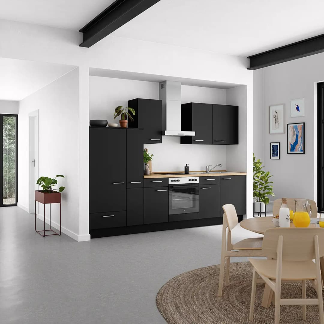 Küchenzeile Low-Line Touch Variante B | Schwarz
