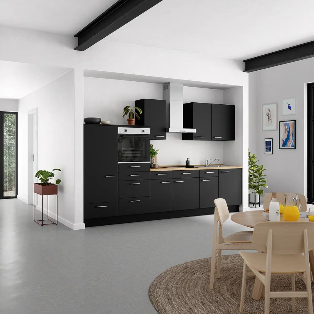 Küchenzeile Low-Line Touch Variante D | Schwarz