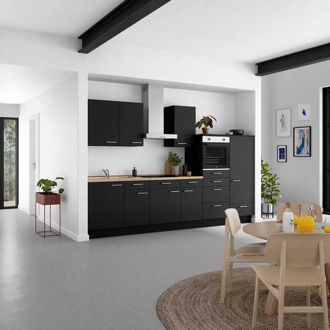 Küchenzeile Low-Line Touch Variante D | Schwarz