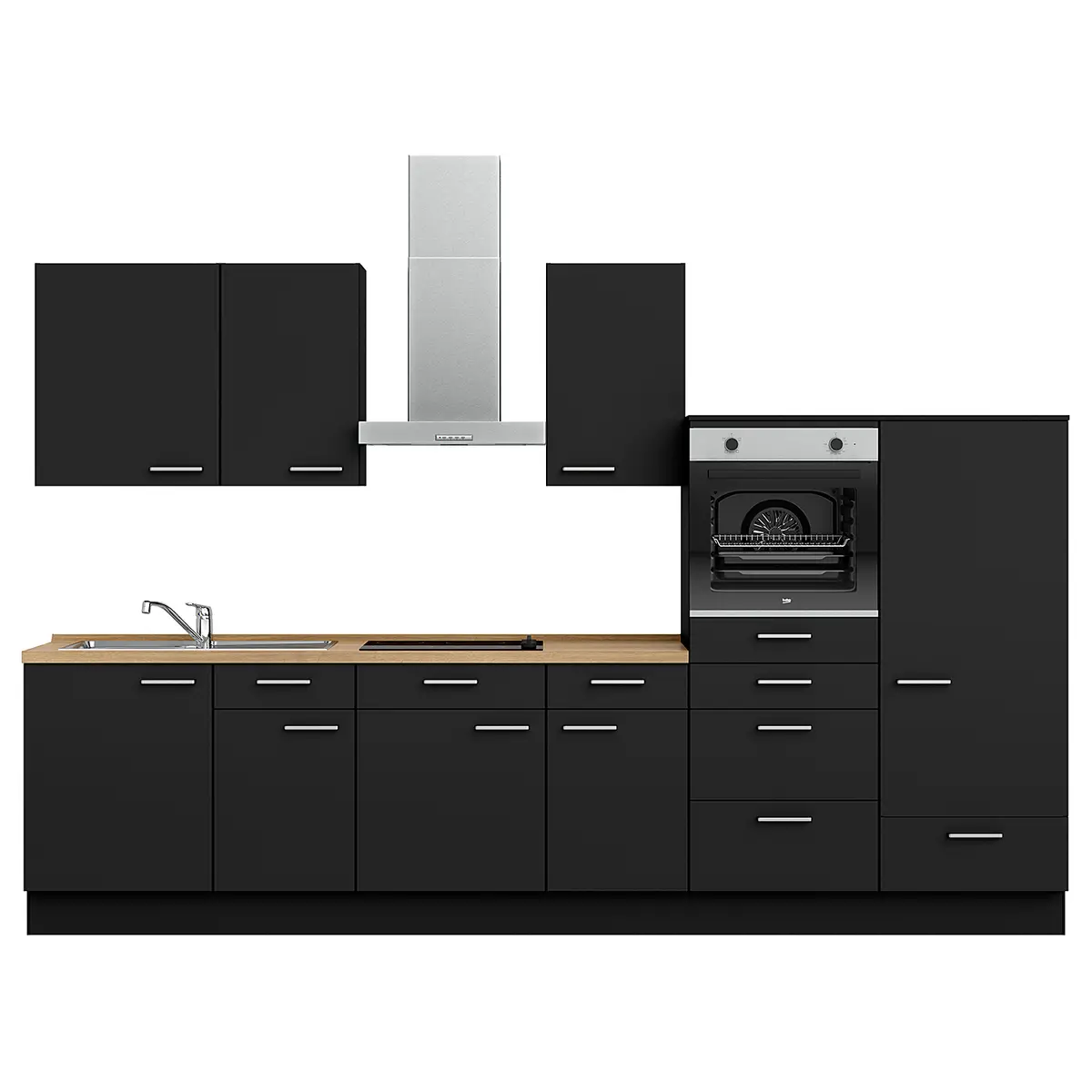 Küchenzeile Low-Line Touch Variante D | Schwarz