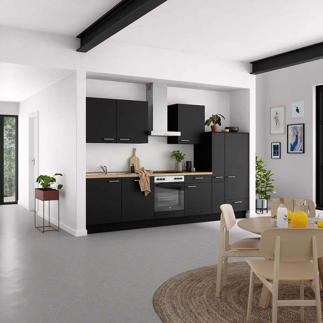 Küchenzeile Low-Line Touch Variante C | Schwarz