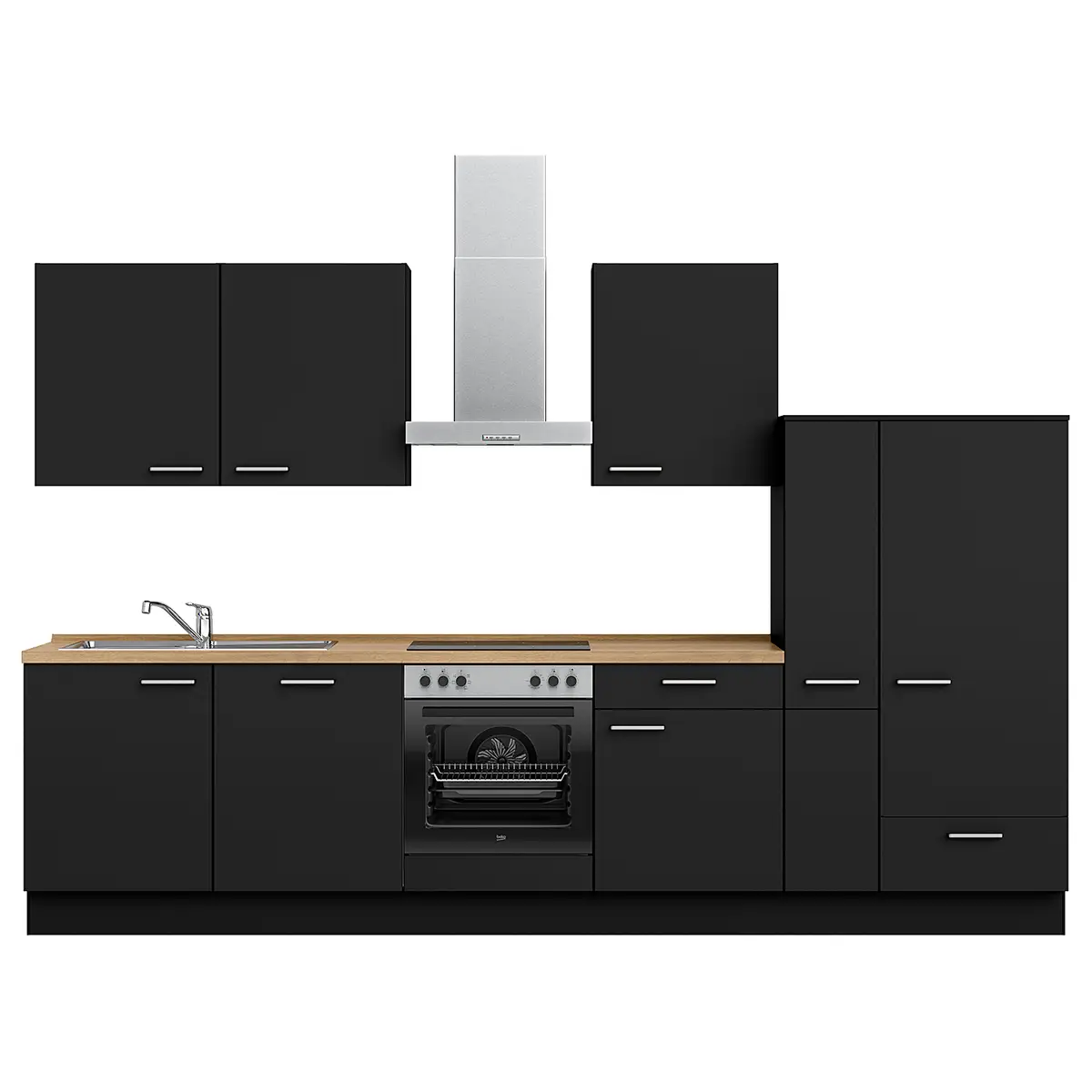 Küchenzeile Low-Line Touch Variante C | Schwarz