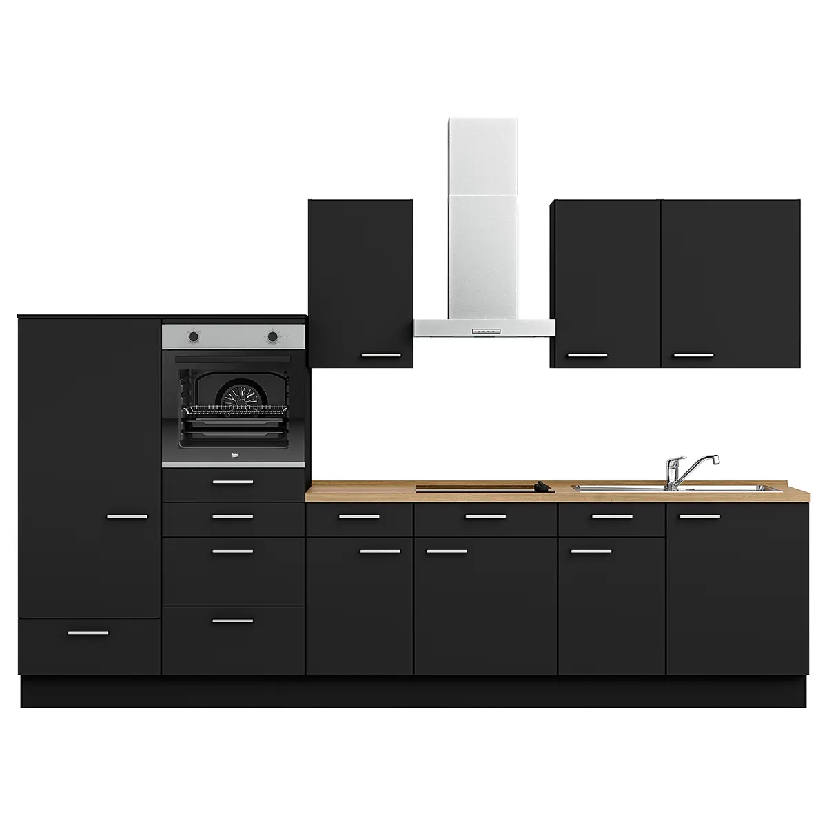 Küchenzeile Low-Line Touch Variante D | Schwarz