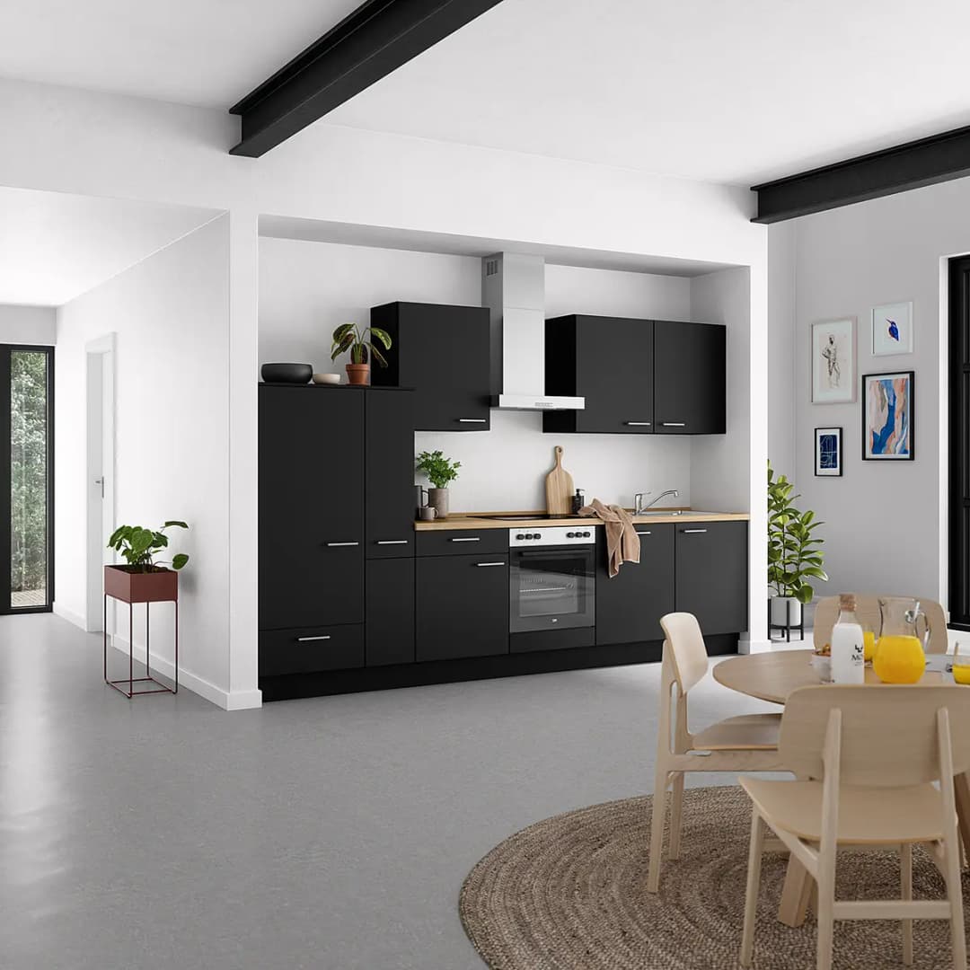 Küchenzeile Low-Line Touch Variante C | Schwarz