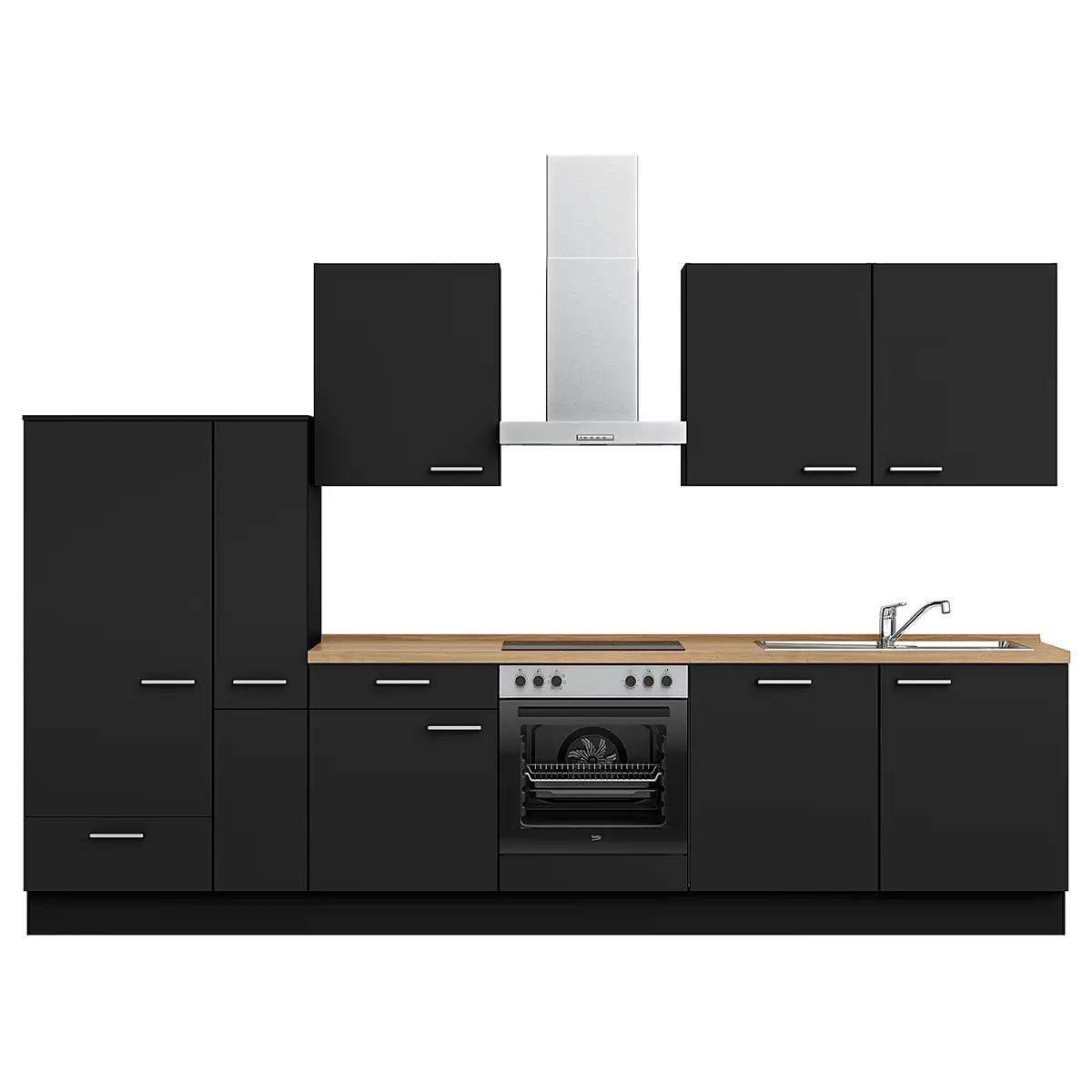Küchenzeile Low-Line Touch Variante C | Schwarz