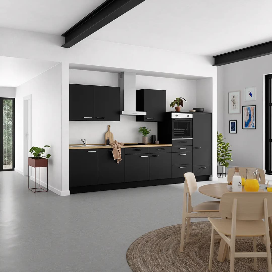 Küchenzeile Low-Line Touch Variante D | Schwarz