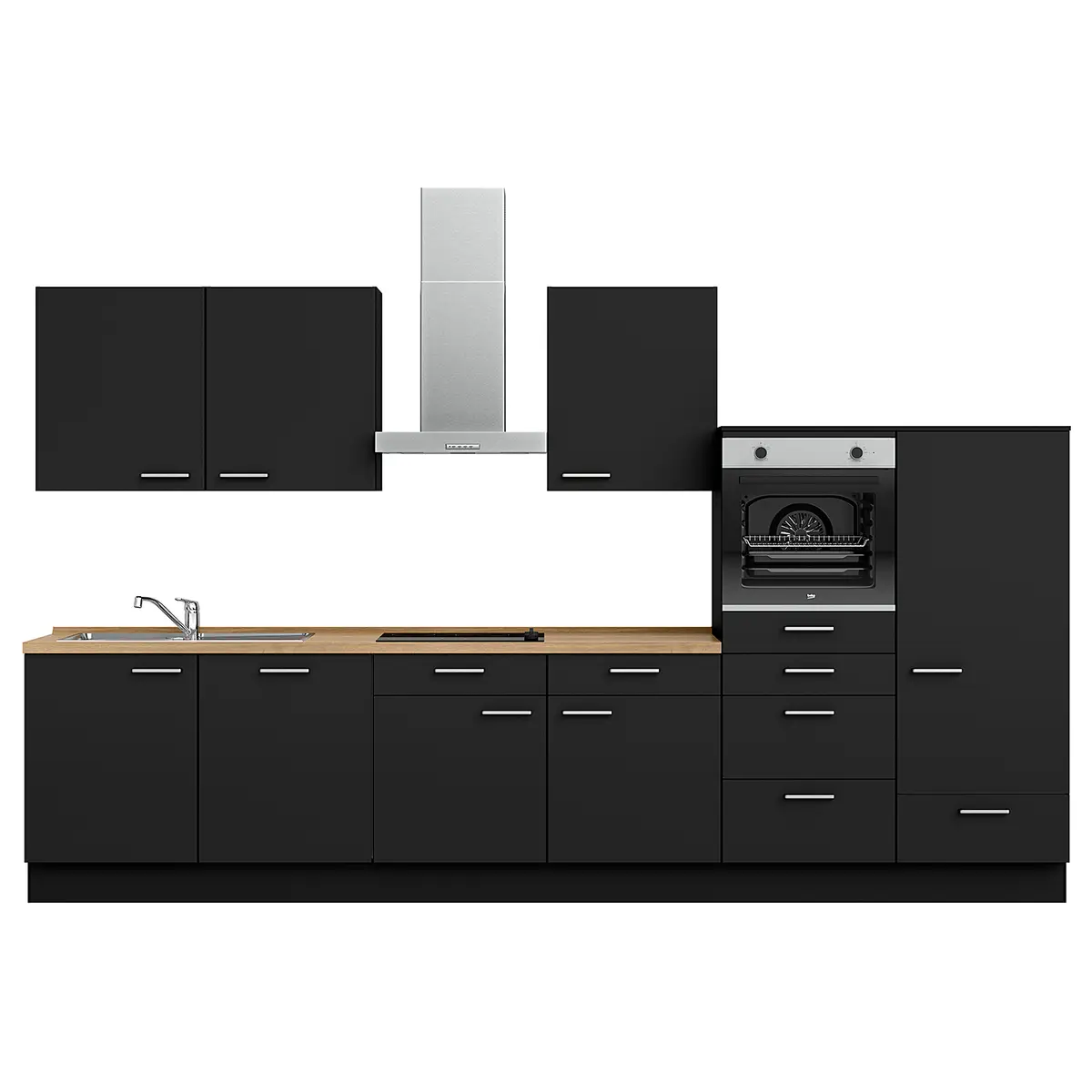 Küchenzeile Low-Line Touch Variante D | Schwarz