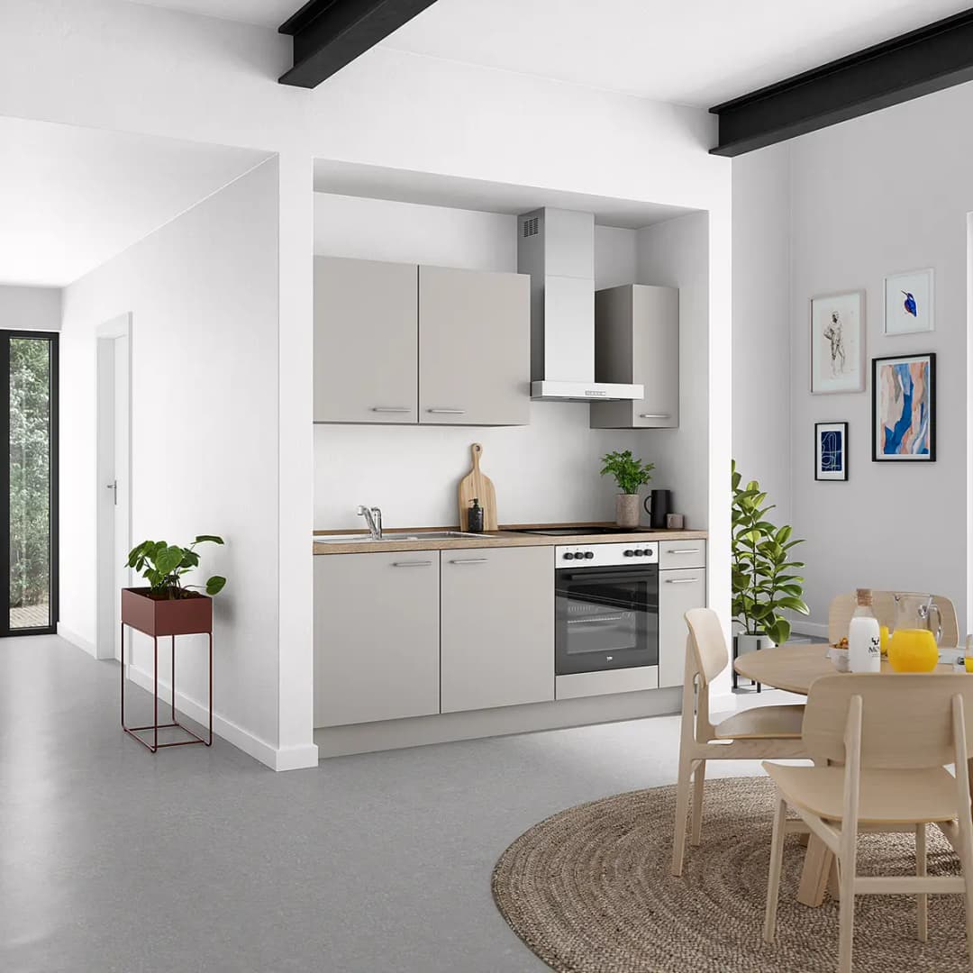 Küchenzeile Low-Line Touch Variante B 210cm | Grau