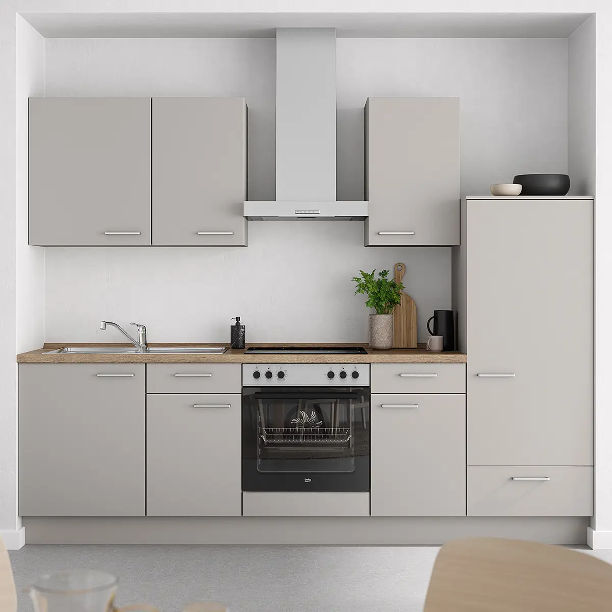 Küchenzeile Low-Line Touch Variante B | Grau