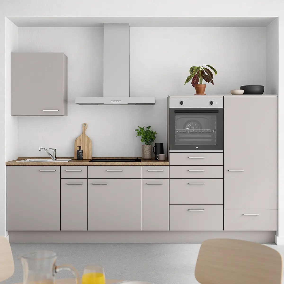 Küchenzeile Low-Line Touch Variante D | Grau