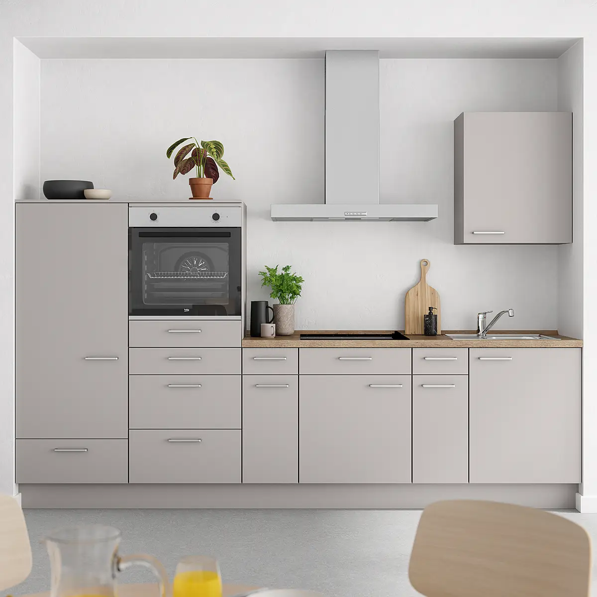 Küchenzeile Low-Line Touch Variante D | Grau