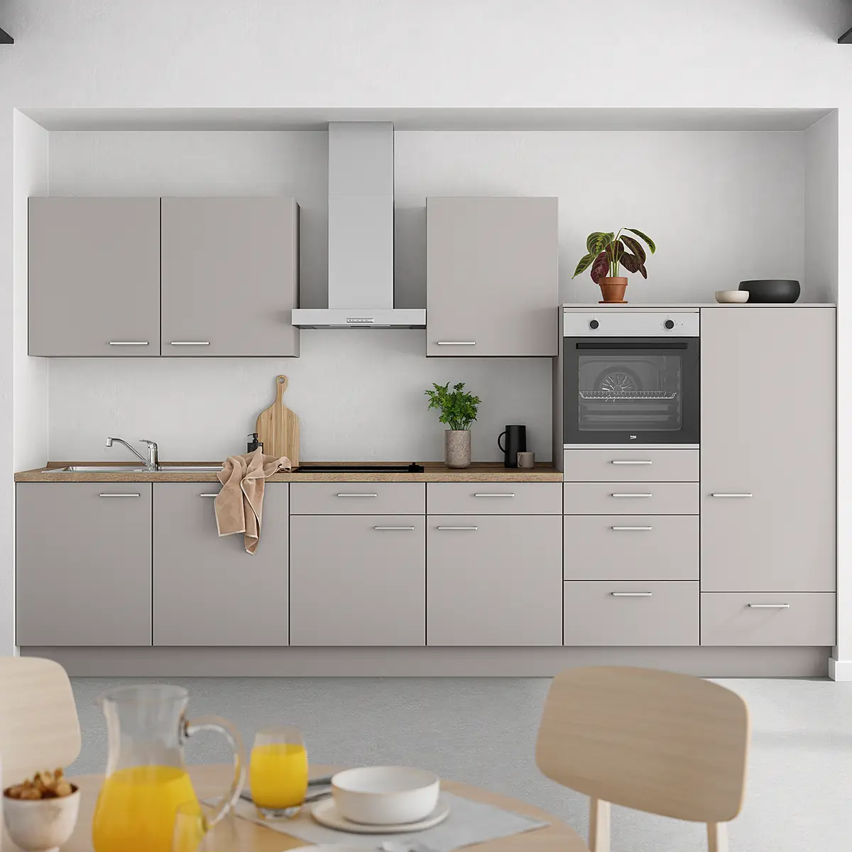Küchenzeile Low-Line Touch Variante D | Grau
