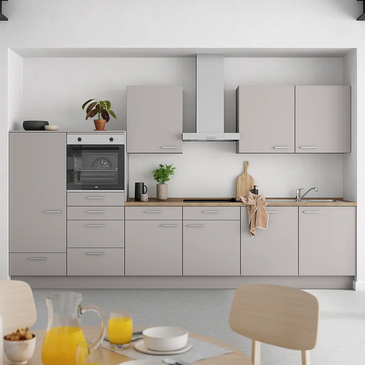 Küchenzeile Low-Line Touch Variante D | Grau