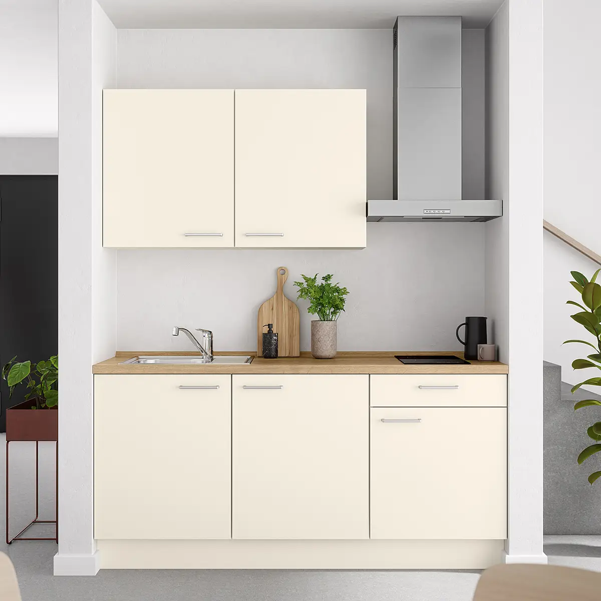 Küchenzeile Low-Line Touch Variante A 180cm | Beige
