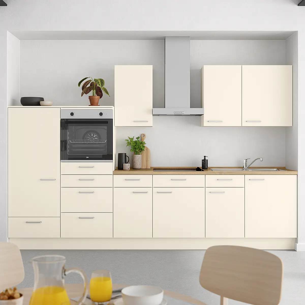 Küchenzeile Low-Line Touch Variante D | Beige