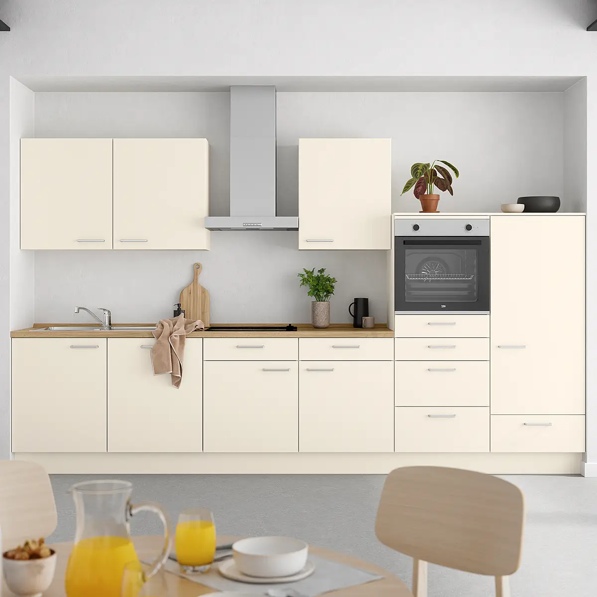 Küchenzeile Low-Line Touch Variante D | Beige