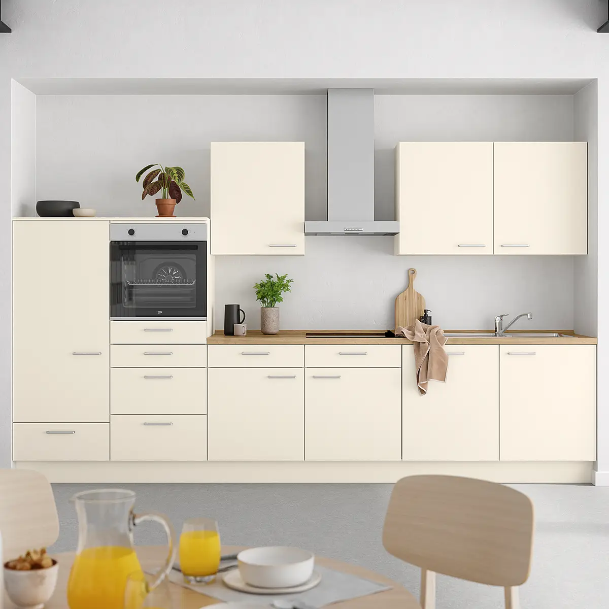 Küchenzeile Low-Line Touch Variante D 360cm | Beige