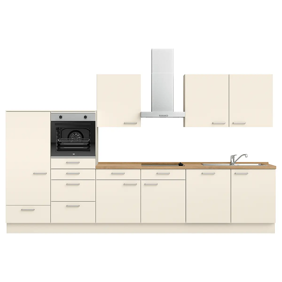 Küchenzeile Low-Line Touch Variante D 360cm | Beige