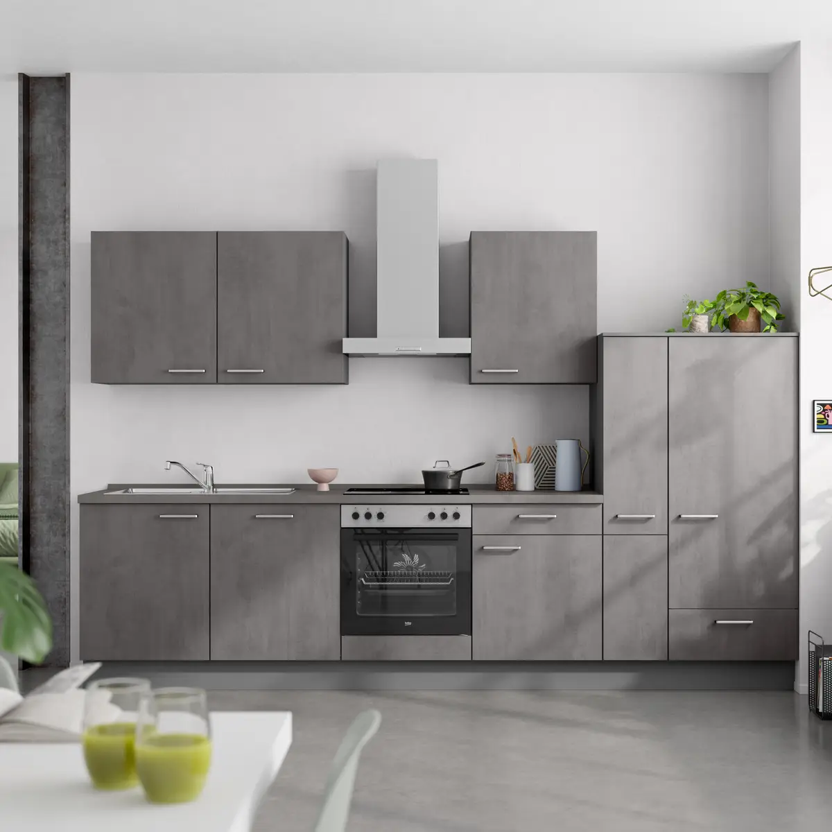 Nobilia Küchenzeile Riva Kombi C 330cm | Grau