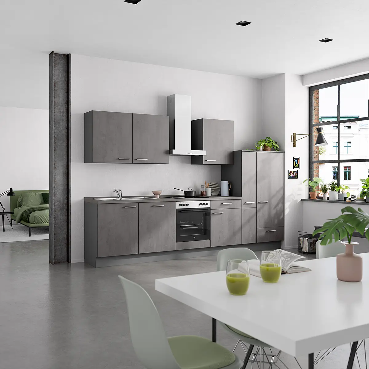 Nobilia Küchenzeile Riva Kombi C 330cm | Grau