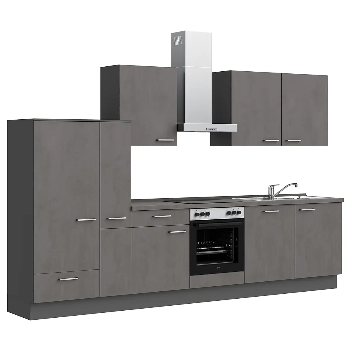 Küchenzeile Low-Line Riva Kombi C 330cm | Grau