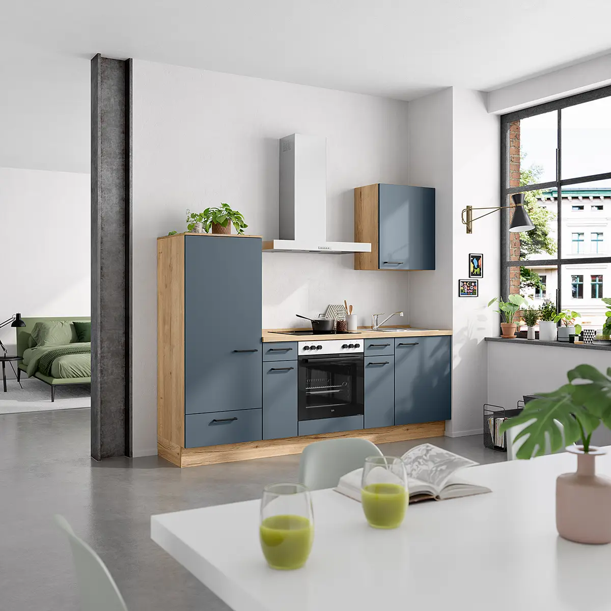 Küchenzeile Low-Line Easytouch Kombi A | Blau