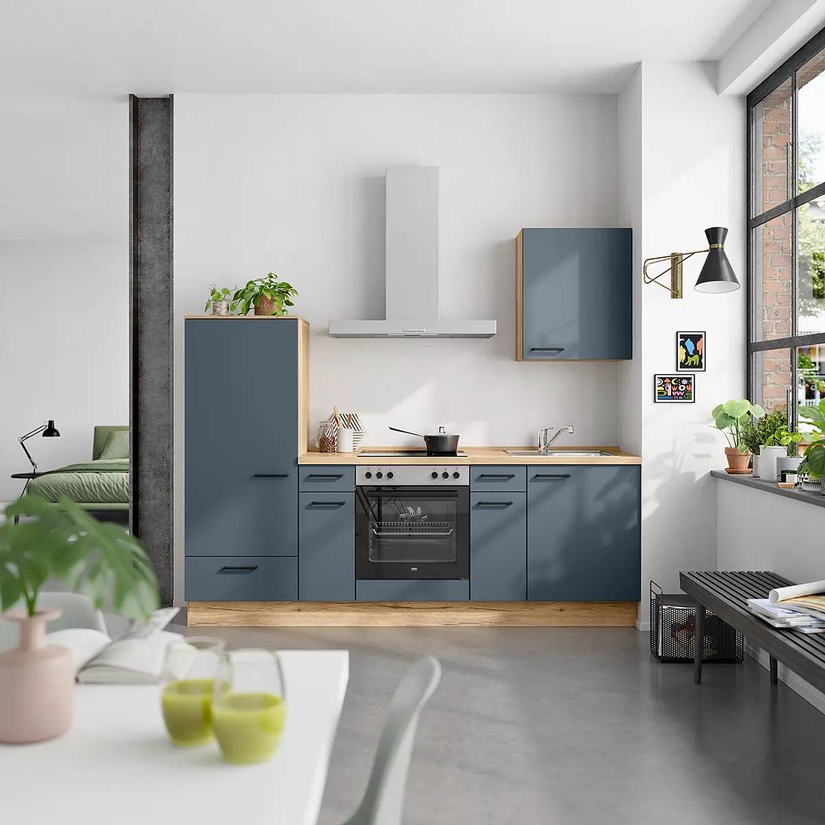 Küchenzeile Low-Line Easytouch Kombi A | Blau