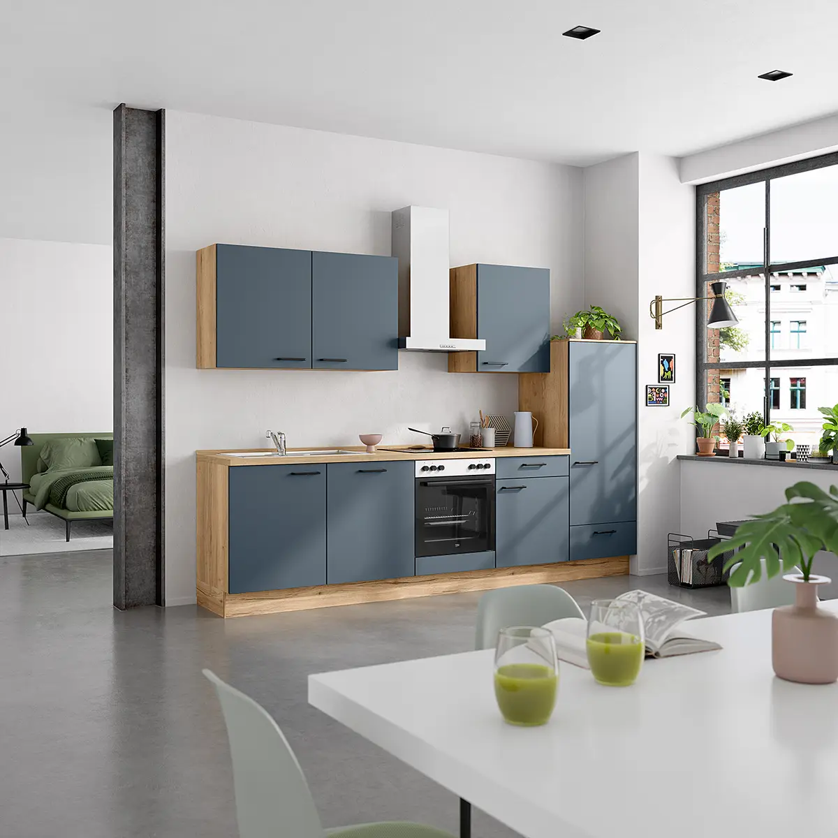 Küchenzeile Easytouch Kombi C 300cm | Blau
