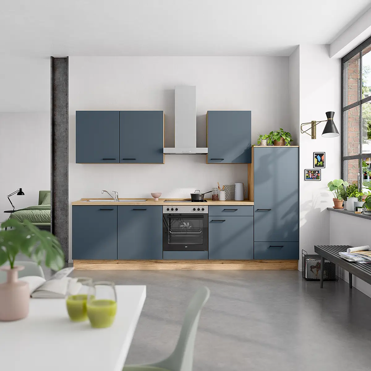 Küchenzeile Easytouch Kombi C 300cm | Blau
