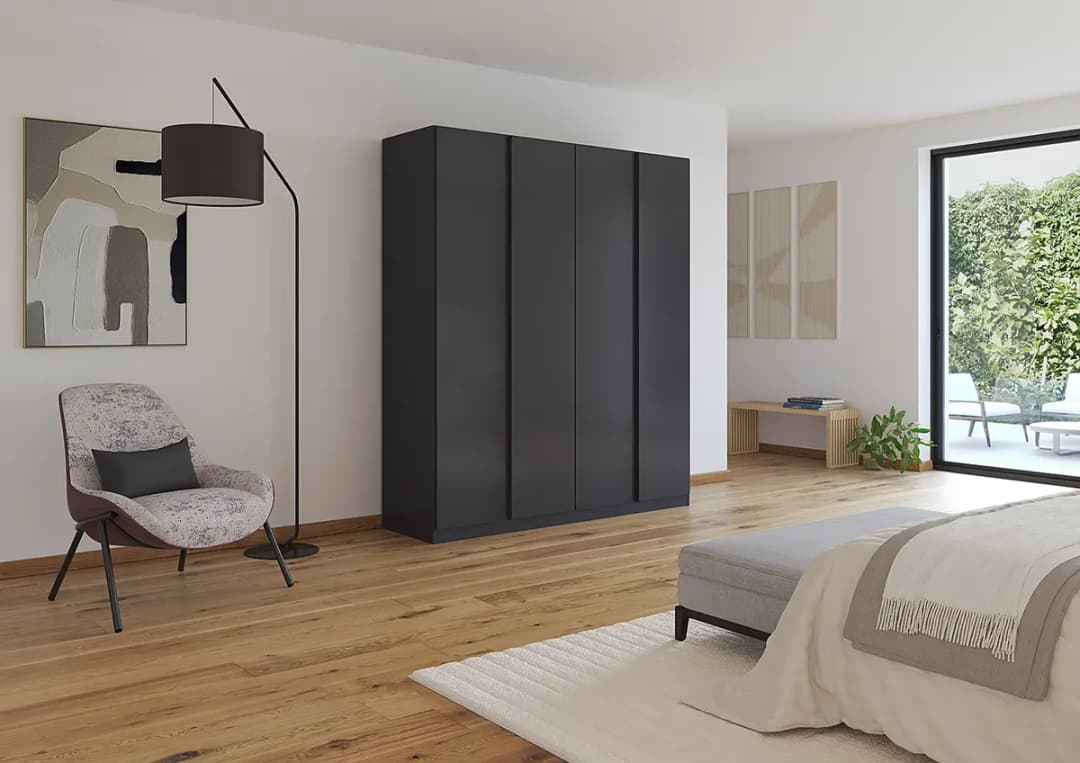 Drehtürenschrank 181cm Grau/Graumetallic Premium | Grau