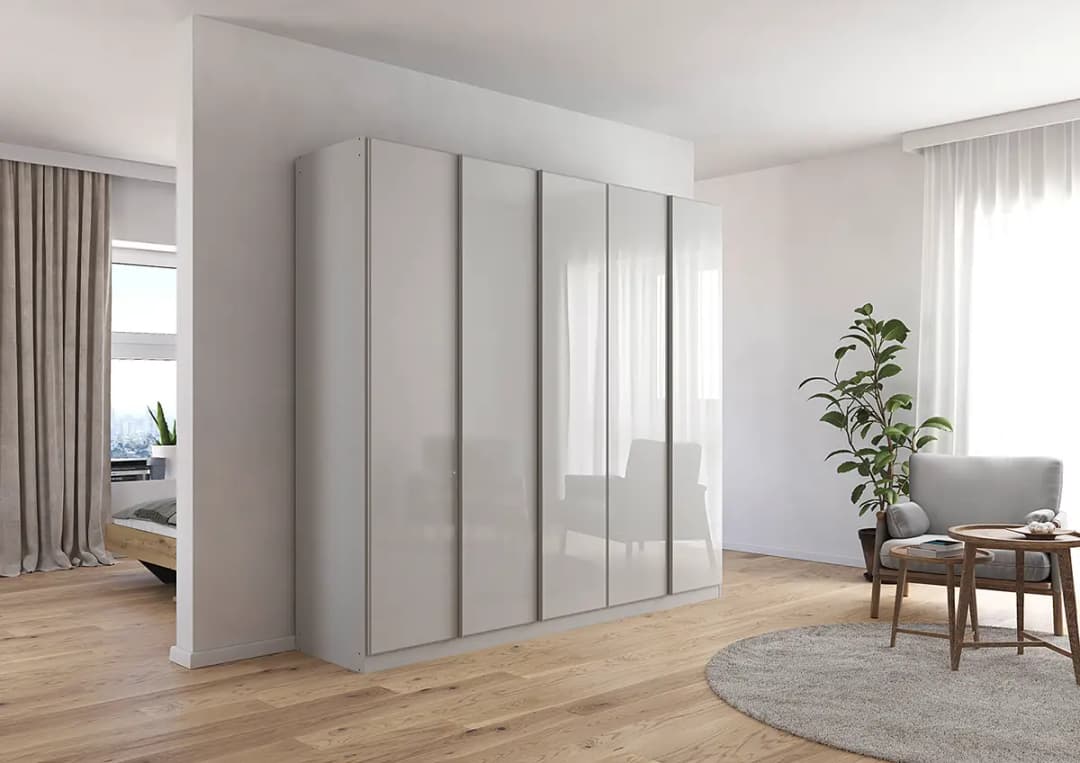 Drehtürenschrank mit Glas 226cm Grau/Seidengrau Basic | Grau