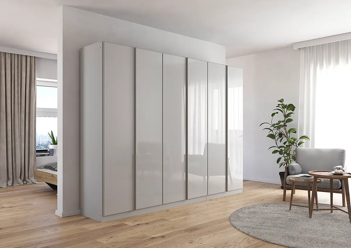 Drehtürenschrank mit Glas 271cm Grau/Seidengrau Basic | Grau