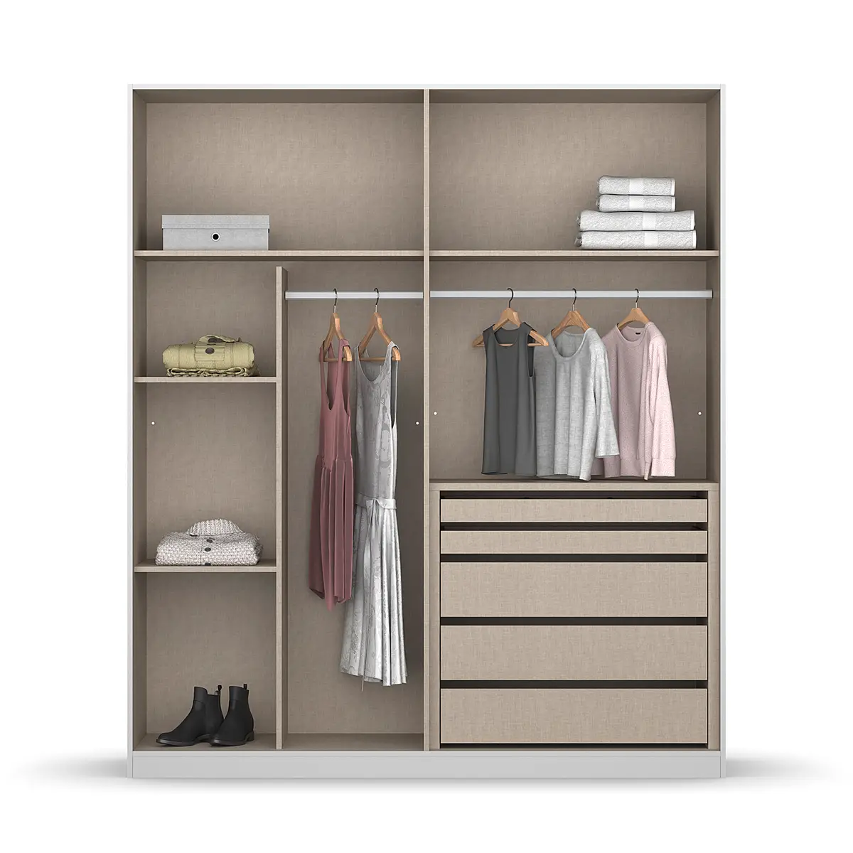 Drehtürenschrank mit Glas 181cm Grau/Graumetallic Premium
