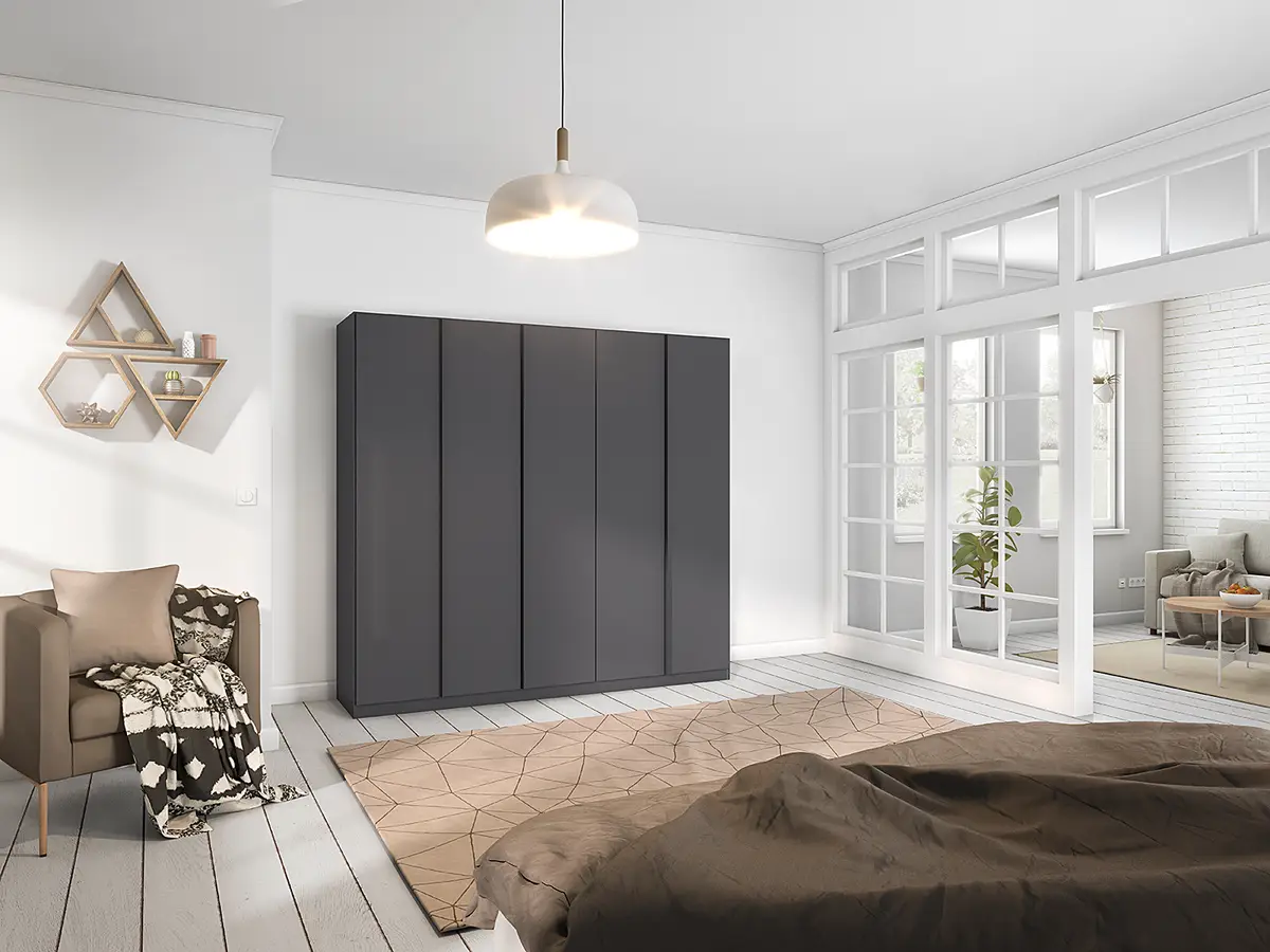 Drehtürenschrank 226cm Grau/Graumetallic Basic | Grau