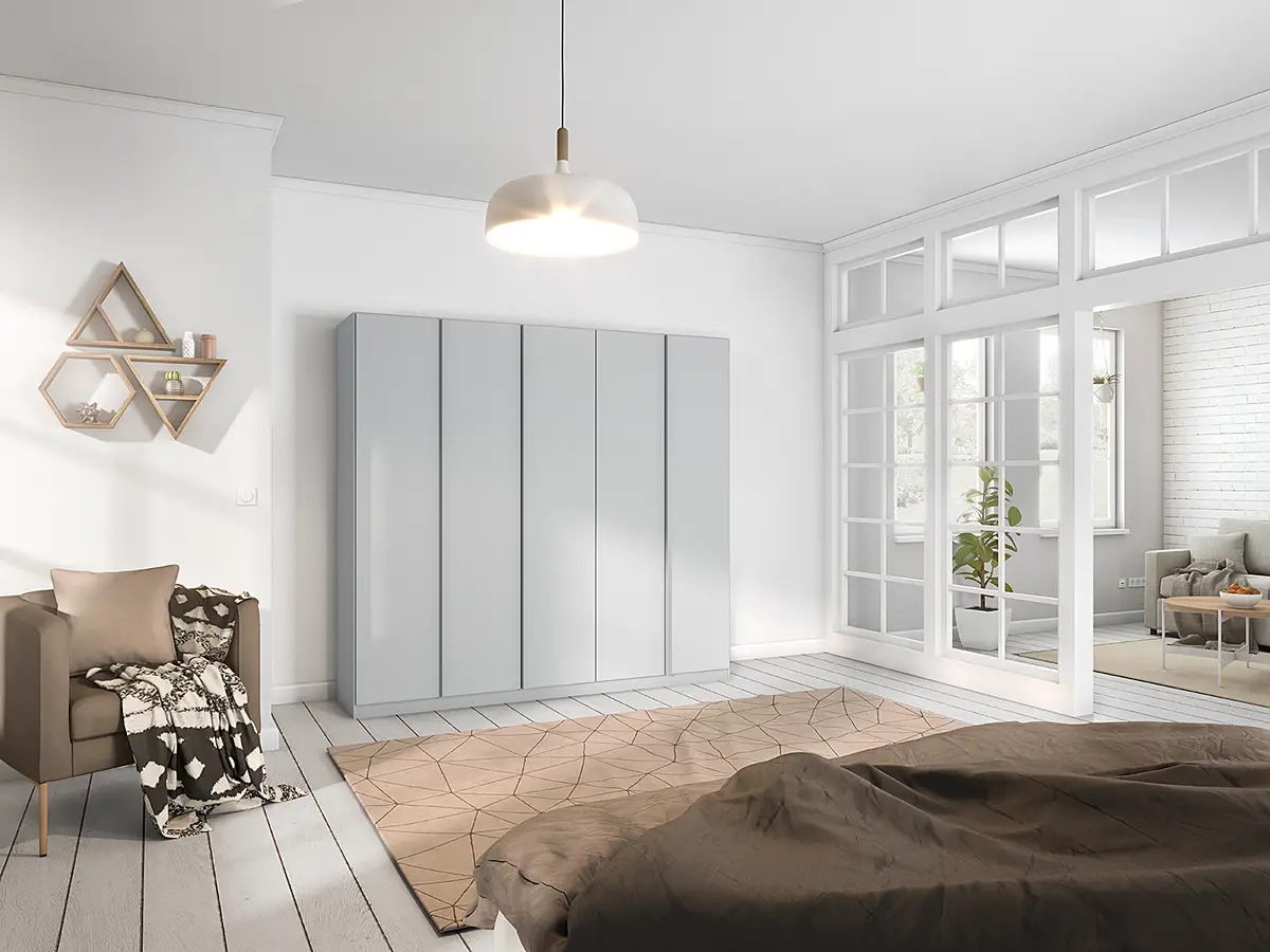 Drehtürenschrank 226cm Grau/Seidengrau Basic | Grau
