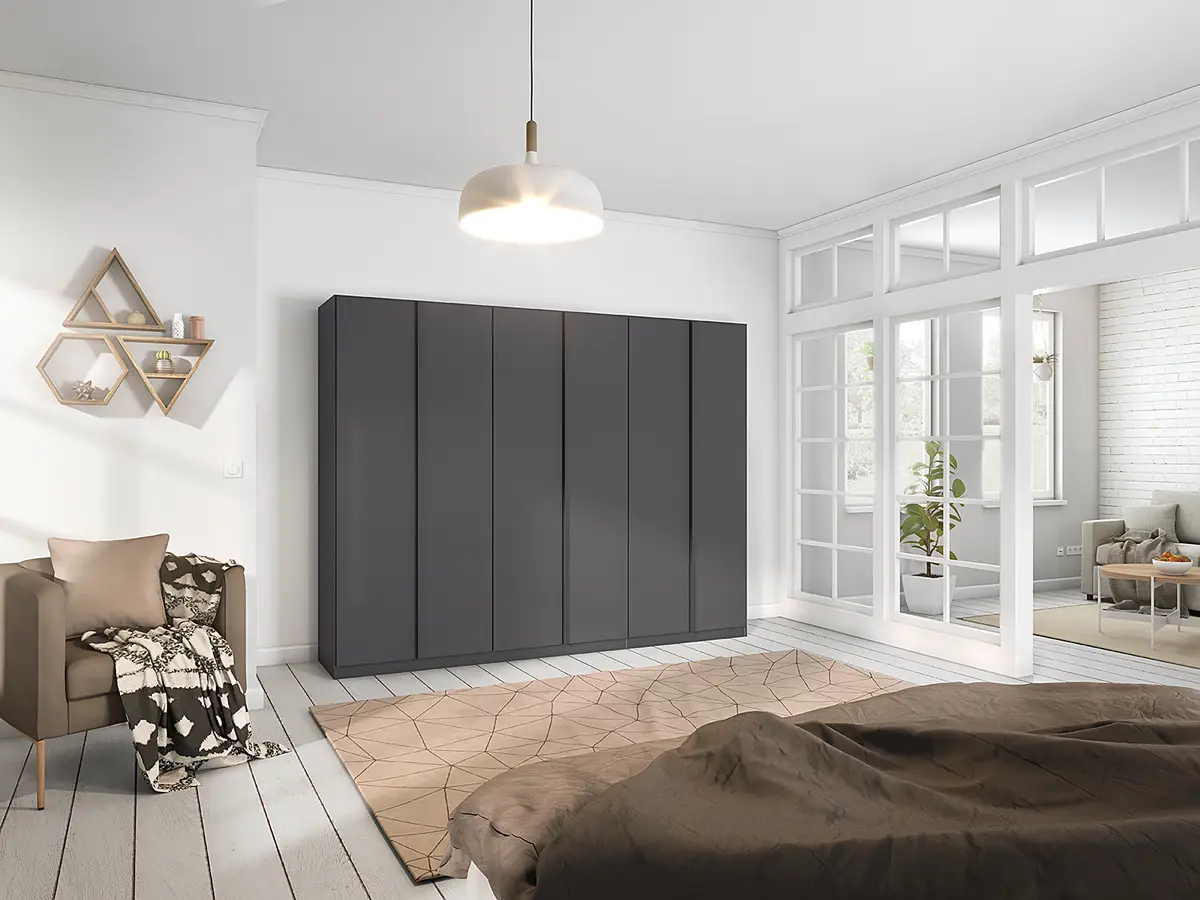 Drehtürenschrank 271cm Grau/Graumetallic Basic | Grau