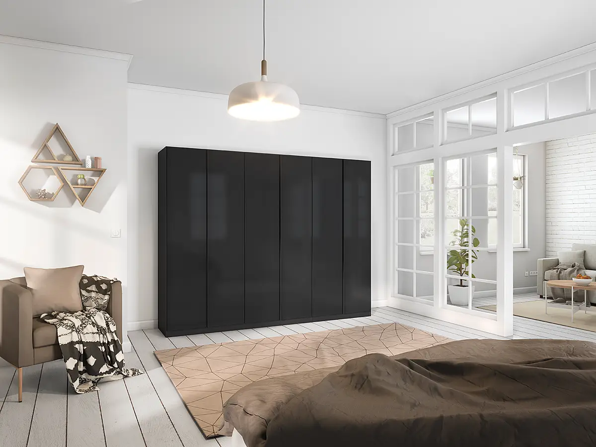Drehtürenschrank mit Glas 271cm Grau/Graumetallic Basic | Grau