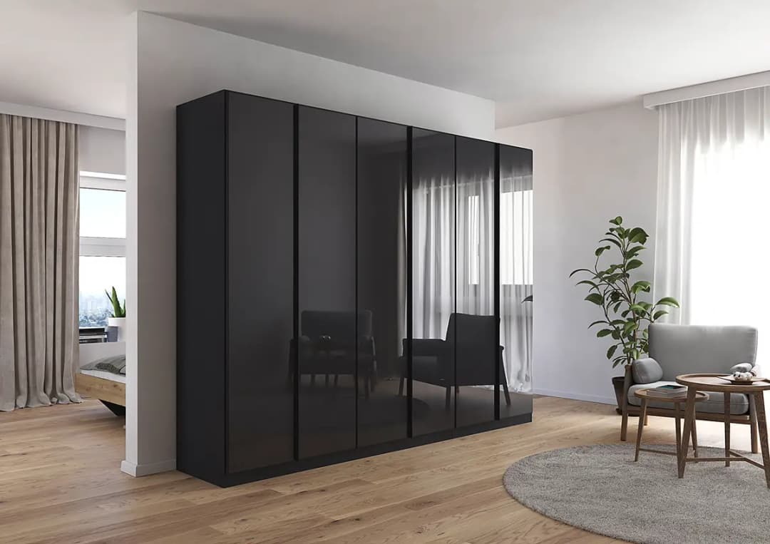 Drehtürenschrank mit Glas 271cm Grau/Graumetallic Basic | Grau