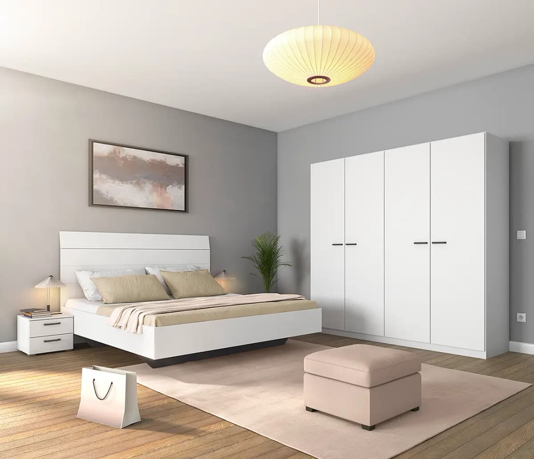 Drehtürenschrank 226cm Weiß/Alpinweiß ohne Spiegeltür/-en