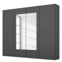 Drehtürenschrank 226cm Grau/Graumetallic mit Spiegeltür | Grau
