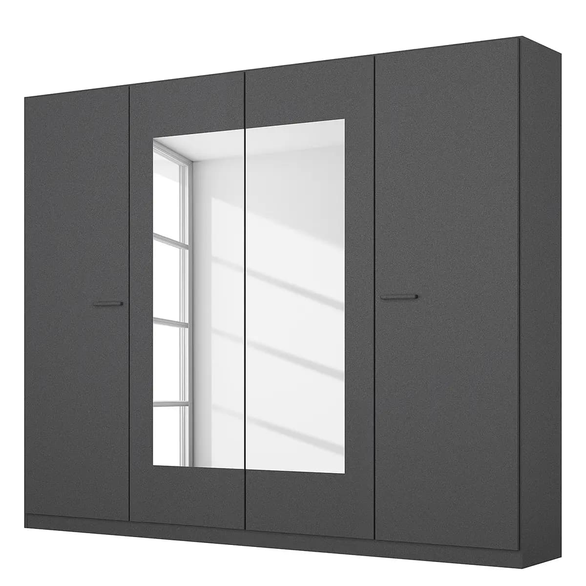 Drehtürenschrank 226cm Grau/Graumetallic mit Spiegeltür | Grau
