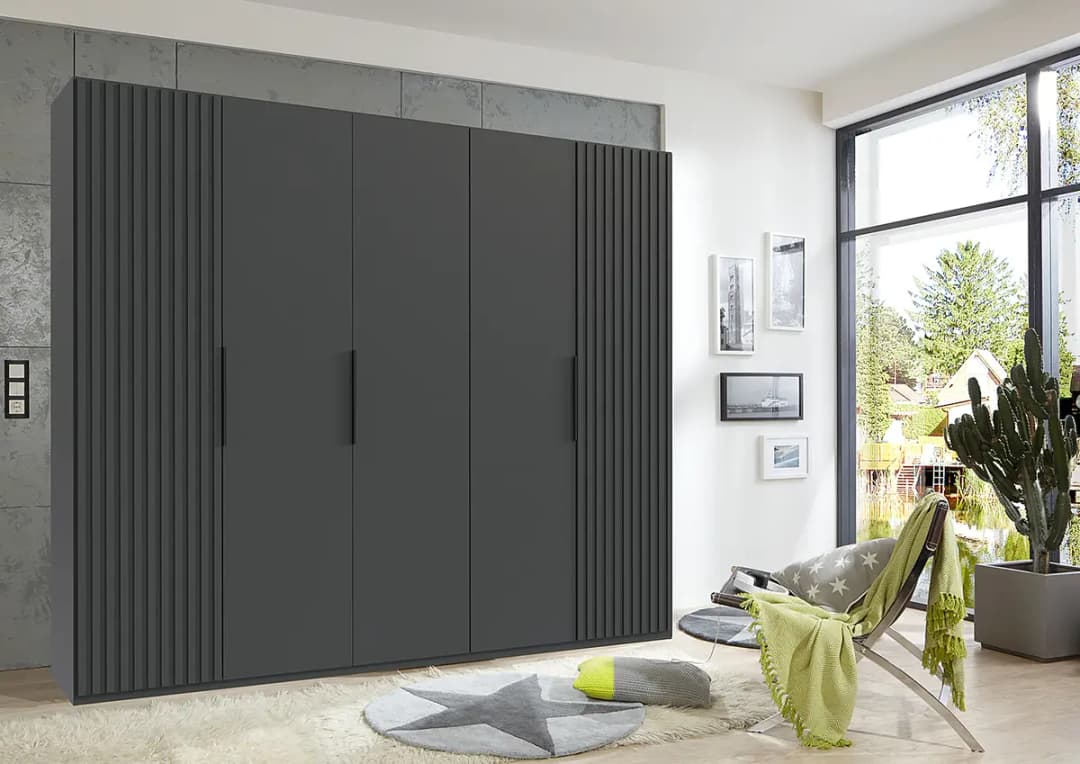 Drehtürenschrank Andorra 250cm Grau/Graphit | Grau